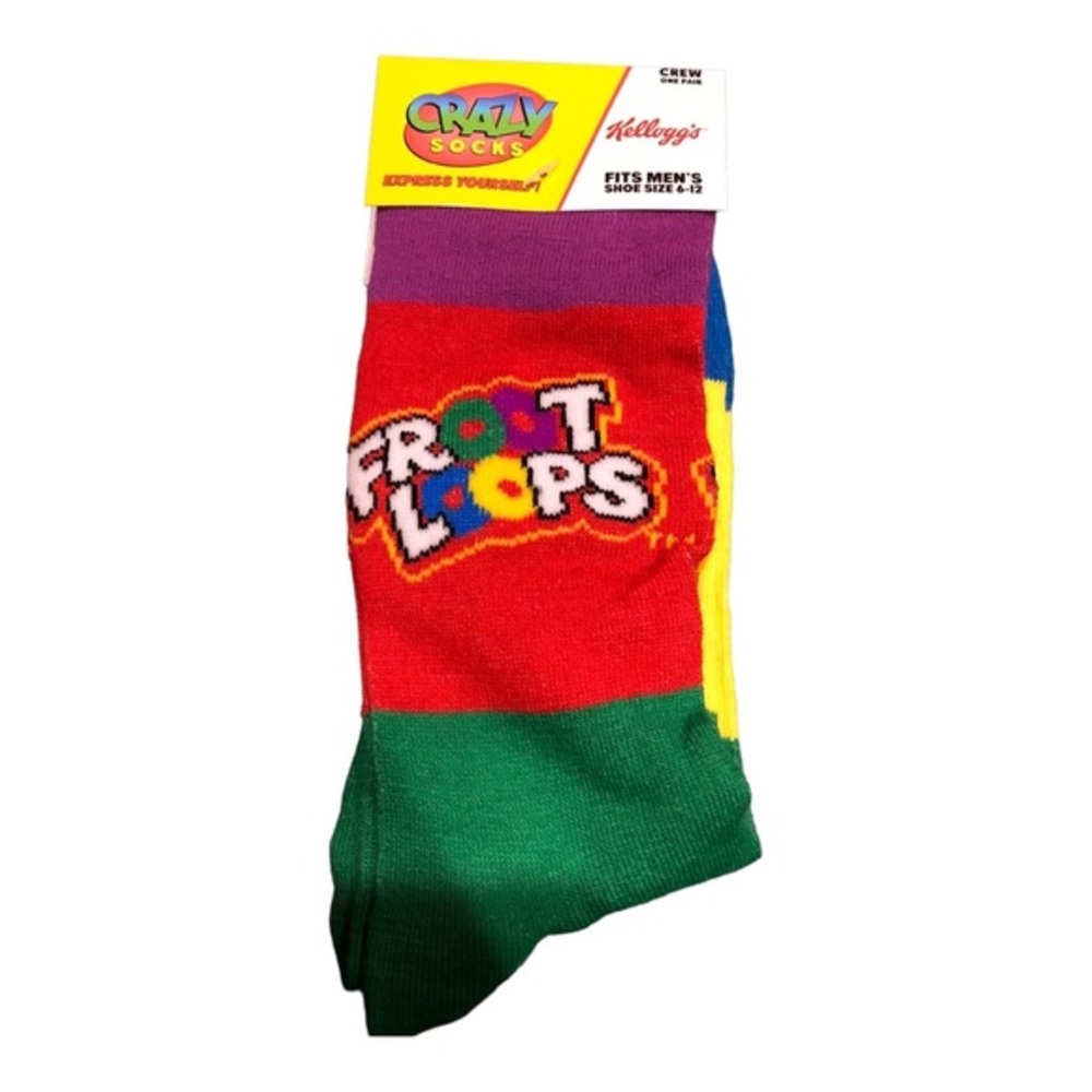Buy 1 get 1 free! kellogg’s fruit loops crazy colorblock multicolor crew socks
